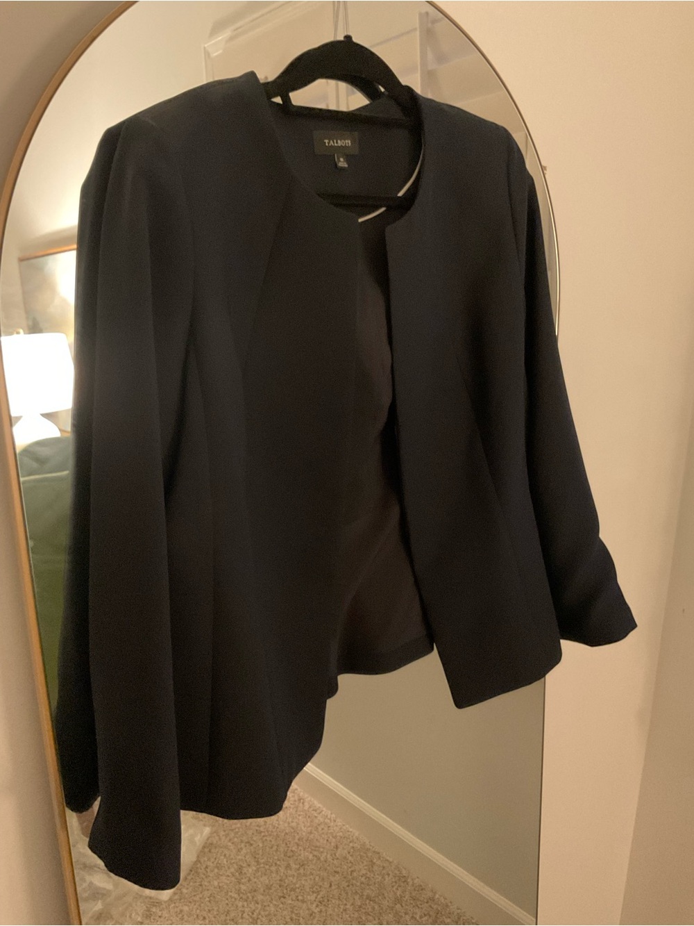 Talbots Navy Blue Collarless Open-Front Blazer